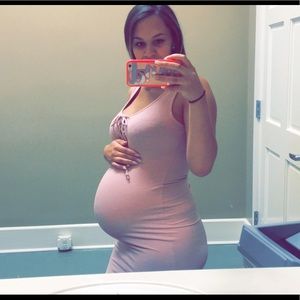 Pink dress. Length is mid-thigh